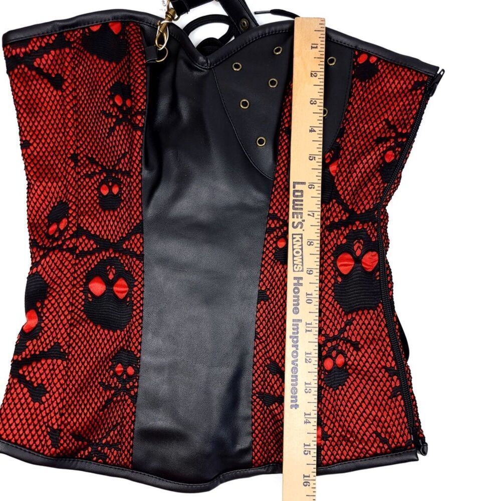 NWT Charmian Goth Steel Boned Steampunk Bustiers Corset Jacket Belt Medium Skull - Picture 6 of 10